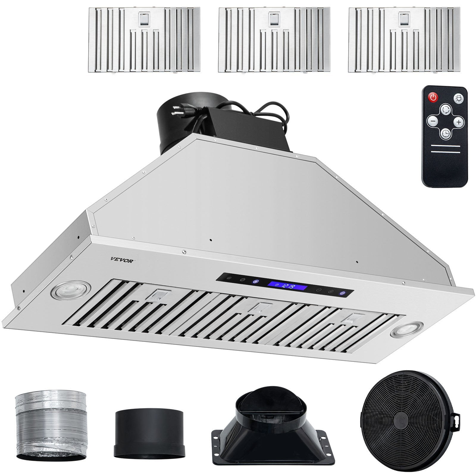 900CFM 4-Speed 36" Stainless Steel Built-In Range Hood with Touch & Remote Control, LED Lights, Baffle Filters, Ducted/Ductless Convertible, ETL Listed