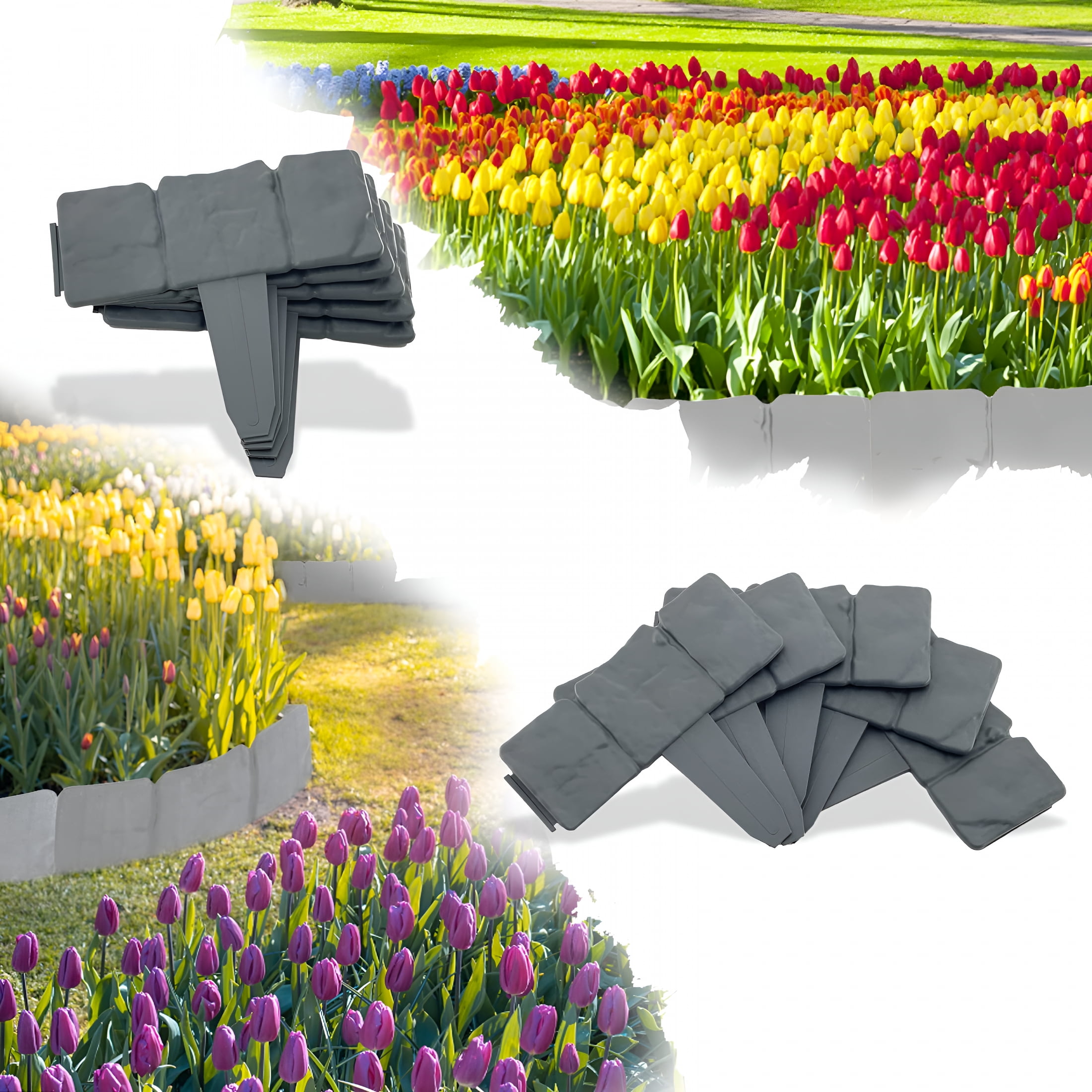SELIVO 2026 New Garden Edging Border,24Ft Landscaping Border Edging for Flower Bed Edging Borders,Garden Landscape Edging Borders for Flower Bed,Garden Borders and Edging for Landscaping,Gray,30 Pcs
