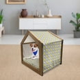thumbnail image 3 of Ikat Pet House, Repeating Ikat Shapes Tied into Bundles Old Form of Textile Historical Tribal, Outdoor & Indoor Portable Dog Kennel with Pillow and Cover, 5 Sizes, Grey White Yellow, by Ambesonne, 3 of 5