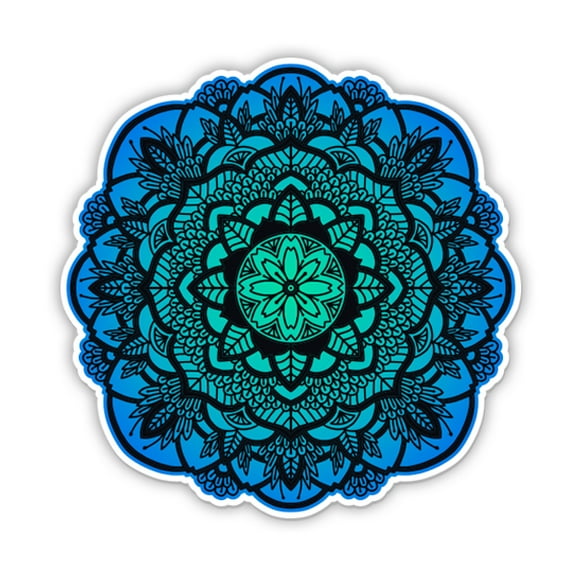 Pretty Blue Mandala - 3" Vinyl Sticker - For Car Laptop Water Bottle Phone - Waterproof Decal
