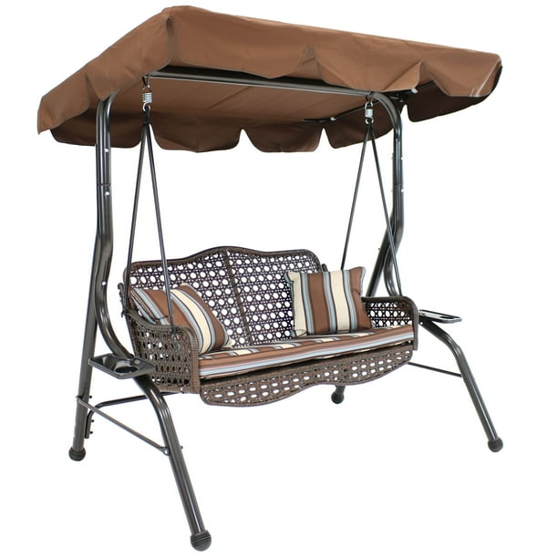 Sunnydaze 2 Person Outdoor Patio Swing with Adjustable Canopy