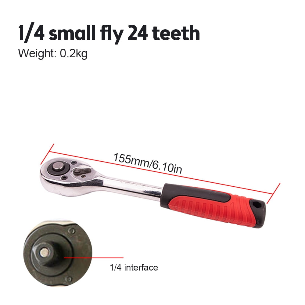 Daakro 1/4 3/8 1/2 InchDrive Extendable Ratchet Handle 24Tooth Reversible Ratcheting Drive