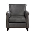 thumbnail image 2 of Tria 35 Inch Accent Chair- Gray Top Grain and Split Leather- Brown Wood, 2 of 6