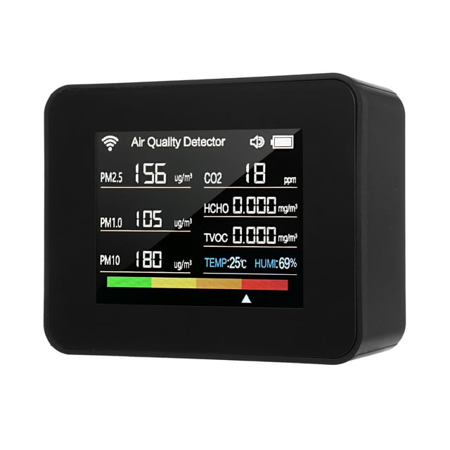 yeacher Smart WiFi Air Quality Monitor with 13-in-1 Detection for CO₂, TVOC, HCHO, PM2.5, PM1.0, PM10, Humidity & Temperature, 2.8" TFT Color Screen, Remote Data Monitoring, Timer, Alarm, Stopwatch,