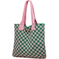 thumbnail image 2 of HMSHA Knit Shoulder Bag for Women Plaid Hobo Bag Chic Checkboard Satchel Purse for Work School 2022, 2 of 7