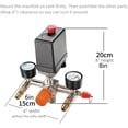 thumbnail image 2 of ARCADORA Air Compressor Pressure Valve Kit For Air Compressors AC220V380V 90120PSI Metal Plastic Two Clear Gauges, 2 of 5