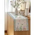 thumbnail image 5 of Table Runner 108 Inches Long for Kitchen Dining, Easter Dresser Scarf Farmhouse, Dining Table Decorations for Wedding/Parties, Spring Gnomes Flowers Rabbit Eggs Blue Check 13 x 108 In, 5 of 8