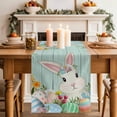 thumbnail image 2 of Table Runner 72 Inches Long for Kitchen Dining, Easter Bunny Dresser Scarf Farmhouse, Dining Table Decorations for Wedding/Parties, Spring Watercolor Eggs Flower Wood Grain Teal 13 x 72 In, 2 of 8