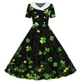 thumbnail image 2 of MKOSPLRT Robe de Fille pour la Saint-Patrick Robe Vintage des Années 1950 Robe de Cocktail à Manches Courtes Imprimé Trèfle Robe Midi 5-14 Ans, 2 of 6