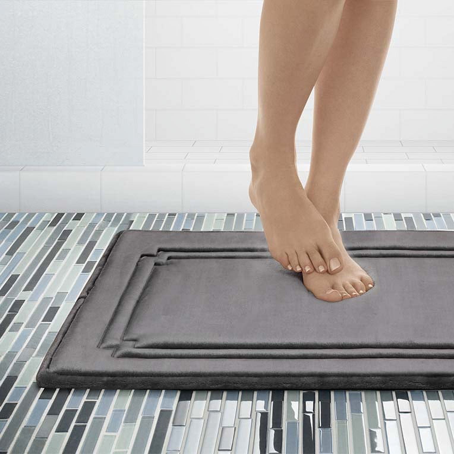 Better Homes & Gardens Thick & Plush Bath Rug, Dark Grey, Charcoal Infused Memory Foam, 21x34"