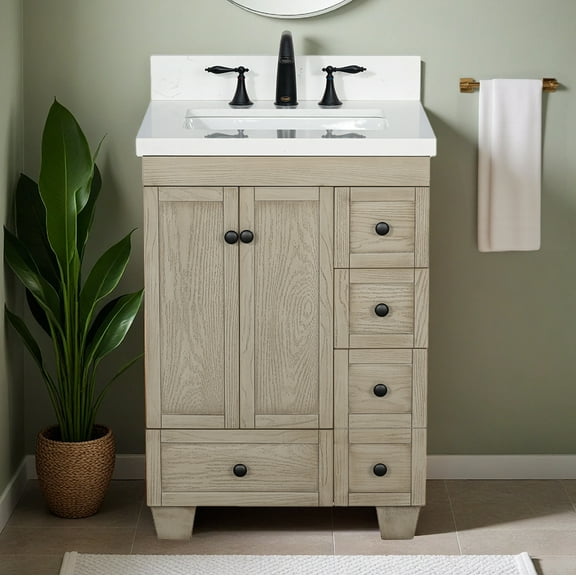 Lavanti Depos Solidwood 24-inch Bathroom Vanity with Sink - Stylish Firwood Gray