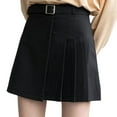 thumbnail image 2 of YM YOUMU Women Irregular Pleated Mini Skirt with Waistbelt A-line High Waist, 2 of 3