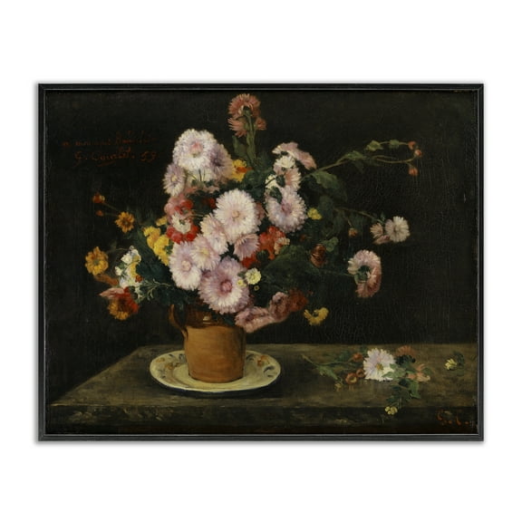Stupell Industries Classical Bouquet of Asters Plants & Flowers Painting Black Framed Art Print Wall Art, 14 x 11