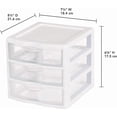 thumbnail image 4 of Sterilite Small 3 Drawer Storage Unit, Countertop and Desktop Organizer with Clear Drawers, White, 4 of 4