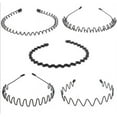 thumbnail image 1 of Headbands Unisex Black Spring Wavy Metal Hair Hoops, 5pack Hairband Set for Man and Woman, 1 of 4