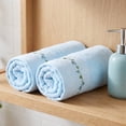 thumbnail image 3 of REGALWOVEN Floral Embroidered Hand Towels for Bathroom, 13 x 29 Inch Soft Absorbent Decorative Towel for Bath, Kitchen, Spa, Gym Blue 4-Piece, 3 of 6