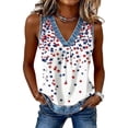 thumbnail image 2 of Women 4th of July V-neck Tank Top Summer Shirts Workout Tops for Women Going Out Tops for Women Usa Flag Patriotic Tshirt American Flag T-shirt Summer Baggy Tops White 2XL, 2 of 5