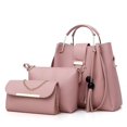 thumbnail image 2 of Bolso de mujer con un solo hombro en diagonal para otoño e invierno, bolso tipo cubo portátil, bolso con borlas, bolso para madre, conjunto de tres piezas, 2 of 6