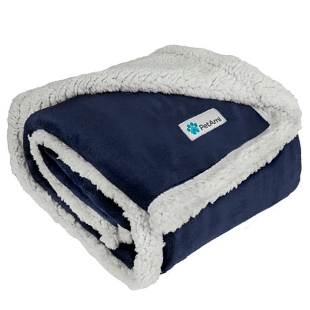 UPC: 0819594020727 | PetAmi Dog Blanket for Medium Large Dogs  Pet Bed Blanket Cat Puppy Kitten  Fleece Furniture Couch Cover Protector Sofa Car  Soft Sherpa Dog Throw Plush Reversible Washable  40×60 Blue