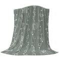 Abstracts Lines Fleece Throw Blanket Vintage Leaf Vines Gray Green ...