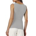 thumbnail image 1 of GPOECD Women's Asymmetric Button Side Slit Sleeveless Boat Neck Knit Sweater Vest Ribbed Design for Stylish Layering Grey,M, 1 of 7