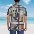 thumbnail image 5 of USA One Hundred Dollars Mens Hawaiian Shirt Short Sleeve Casual Button Up Tropical Summer Beach Shirt, 5 of 9