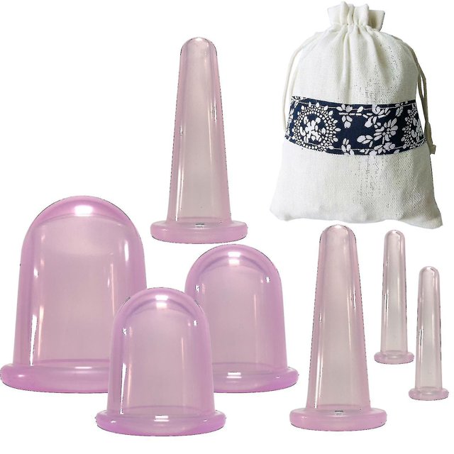 7 unids/set tarro de silicona ventosas de vacío para masaje ventosas anticelulíticas masaje para aliviar los dolores faciales y corporales