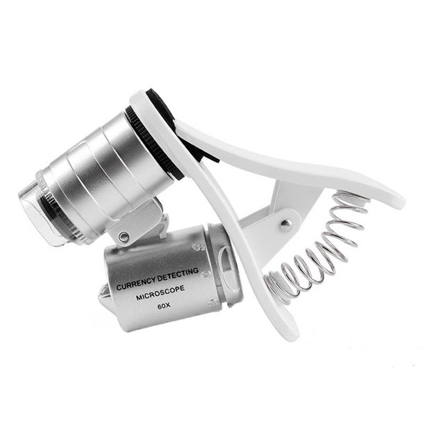 Zoom 60X Cámara universal para teléfono móvil Óptica LED UV Tipo de clip Lupa Microscopio Lente micro Speravity EL1320-00B