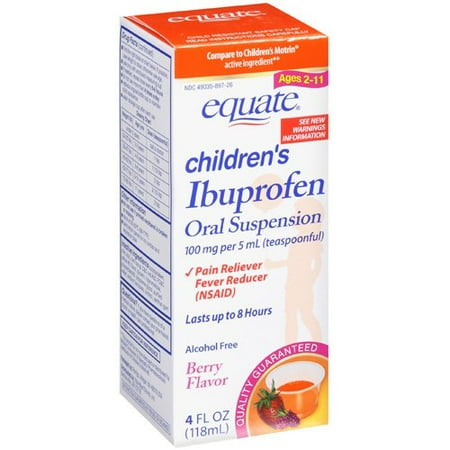 Equate Children's Ibuprofen Oral Suspension Berry Flavor Pain Reliever/Fever Reducer 4 Oz