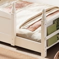 thumbnail image 5 of Bellemave Montessori Twin Floor Bed with Bookshelf, Solid Wood Kids Twin Size Bed Frame with Rail and Slats, No Box Spring Needed (Beige), 5 of 8