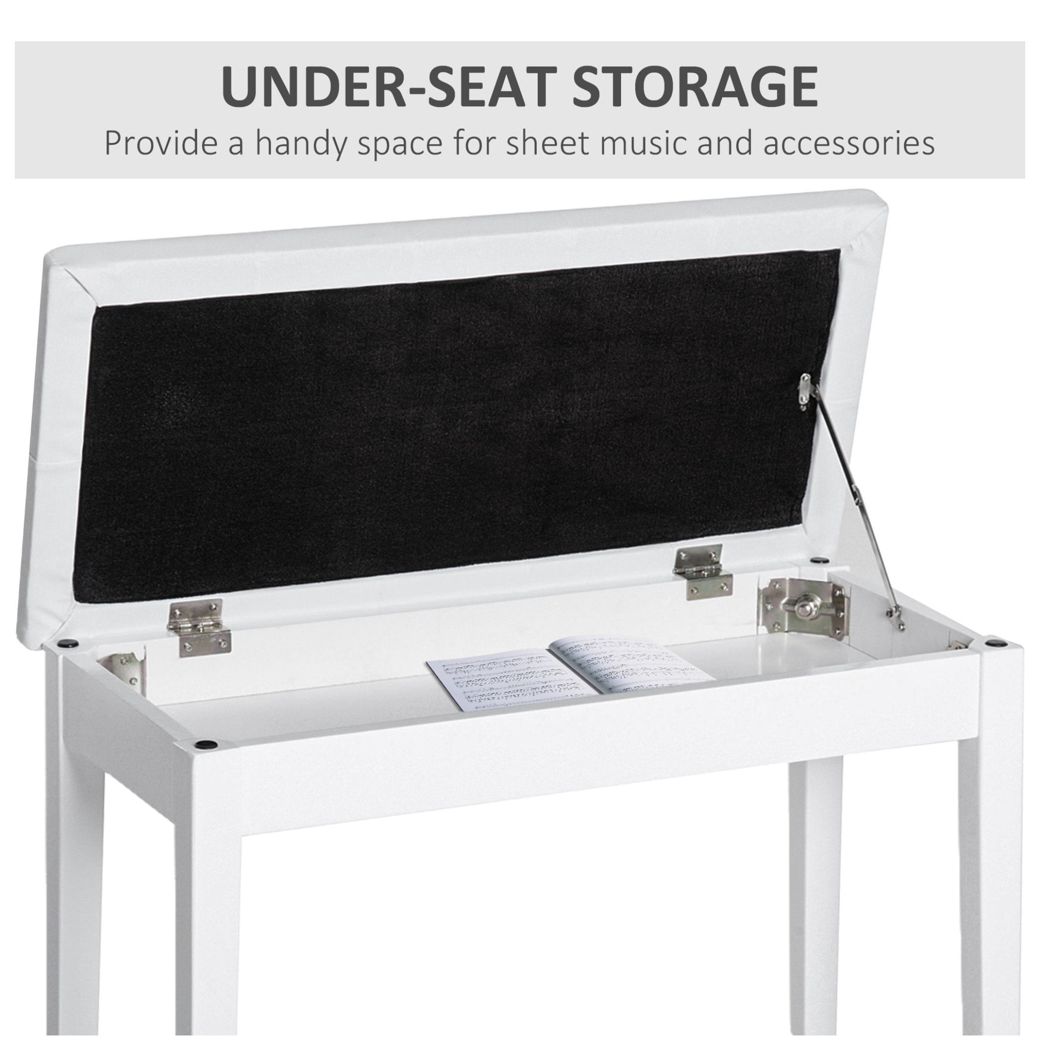 Piano Bench Duet Chair, White Faux Leather Padded Keyboard Bench, Wooden Frame, Button Tufted, for Performance & Lessons