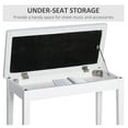 thumbnail image 4 of Duet Piano Bench with Faux Leather, White - Adjustable Piano Seat for 2 Pianists, Kids Lessons, Traditional Style, 4 of 9