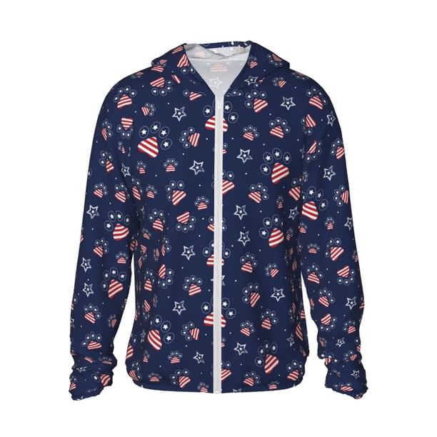 Balery Star Dog Paw Sudadera ligera de manga larga con capucha y protección solar UPF 50+ para hombre y mujer, ideal para pesca y running-Small