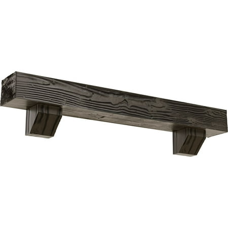 

Ekena Millwork 8 H x 12 D x 48 W Sandblasted Faux Wood Fireplace Mantel Kit with Ashford Corbels Burnished Honey Dew