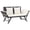 Black rattan + creamy white cushion, variant on vidaXL Patio Bench Adjustable with Cushions for Outdoor Garden Poly Rattan