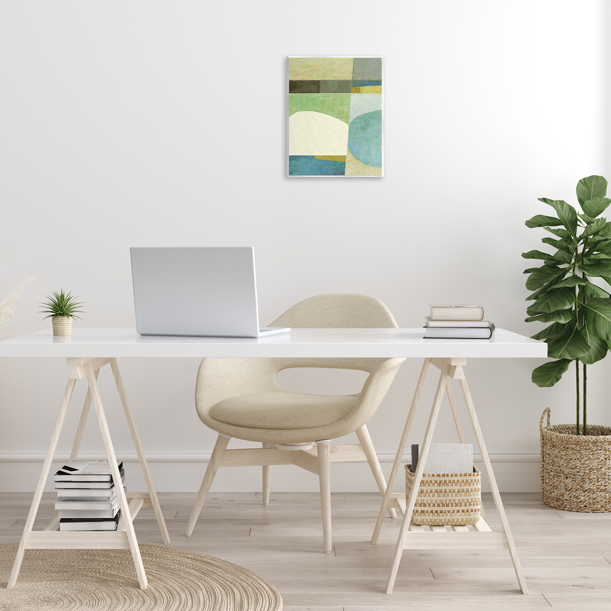 Stupell Industries Subtle Shapes Collage Abstract Painting Unframed Art Print Wall Art, 11 x 14