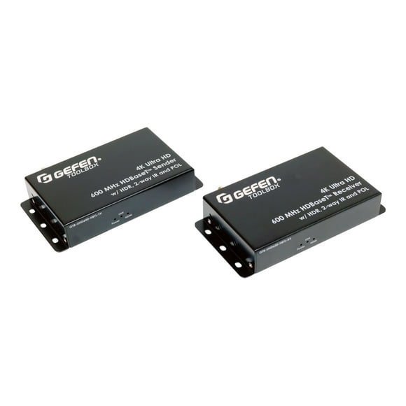 GefenToolBox 4K Ultra HD 600 MHz HDBaseT Extender w/ HDR, 2-way IR, and POL - Extension Vidéo/audio/infrarouge - HDBaseT - jusqu'à 197 ft