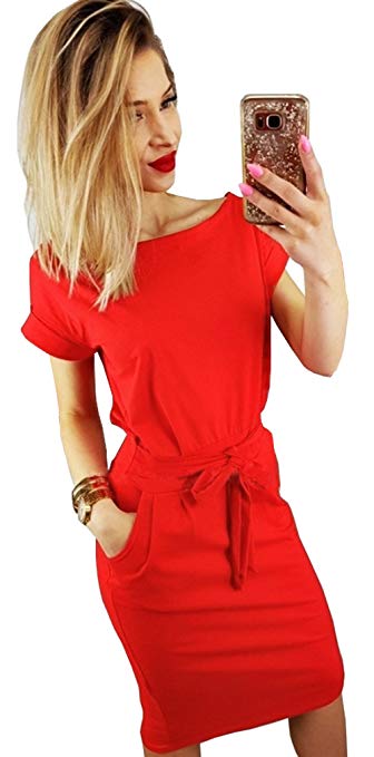 red pencil dress with sleeves
