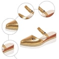 thumbnail image 4 of Rokment Womens Platform Wedge Dress Slip on Sandals 2026 Summer Fashion Metallic Two-Ways Convertible Leather Closed Toe Clogs Slingback Dressy Slides for Bride Wedding Gold Size 6.5, 4 of 7
