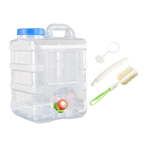 Contenedor de agua, cubo de almacenamiento de agua de 20 litros de capacidad, multiusos, con asa de transporte, dispensador de bebidas para conducción Azul