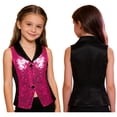 thumbnail image 6 of TiaoBug Kids Girls Shiny Sequins Vest Crop Top Dance Jazz Hip Hop Jacket Waistcoat Pageant Birthday Party Outfits Hot Pink 8, 6 of 6