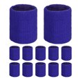 thumbnail image 1 of Uxcell 12PCS Bandas de sudor deportivas, muñequeras de algodón absorbentes para entrenamiento/baloncesto/correr [Azul zafiro, 8cm de ancho], 1 of 7