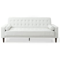 Passion Furniture PF-G847A-S Andrews 85 in. Flared Arm Faux Leather Straight Sofa in White