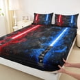 thumbnail image 3 of Castle Fairy Blue Red Lightsaber Twin Sheet Sets 3pcs for Boys Girls,Universe Galaxy Twin Fitted Sheet Microfiber,Video Game Gamepads Breathable Flat Sheet,Super Cozy Room Decor, 3 of 7