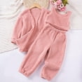 thumbnail image 2 of Toddler Girls 3 Piece Oufits Fuzzy Fleece Tank Top Plush Cardigan Soft Jogger Sweatpants Winter Clothes for 1-7 Years, 2 of 7