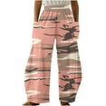 thumbnail image 2 of up to 60% off Gifts Usmixi Womens Long Pants Fashion Camouflage High Waist Plus Size Toursers Workout Comfy Stretchy Loose Wide Leg Pants with Pocket Pink XXL, 2 of 5