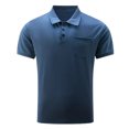thumbnail image 5 of Mens Casual Polo Shirt with Chest Pocket Button Down T Shirt Short Sleeve Summer Top Tee Blue XXL, 5 of 6