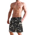 thumbnail image 2 of Dailycode Men's Quick Dry Swim Trunks Beach Shorts Casual Summer Board Shorts with Pockets, Dark Floral and Botanical Flower, 2 of 8