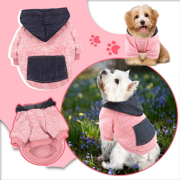Dog Hoodie with Pocket - Fall Winter Warm Sweater Puppy Clothes for Dogs Boy Girl Yorkies Chihuahua - Pet Cat Sweatshirt Blank Color Pet Sweater Happy 2026!