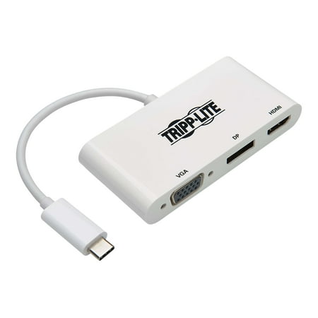 UPC: 0037332237323 | Tripp Lite USB C to HDMI DisplayPort VGA Multiport Adapter 4K USB Type C White (u444-06n-hvdpw)